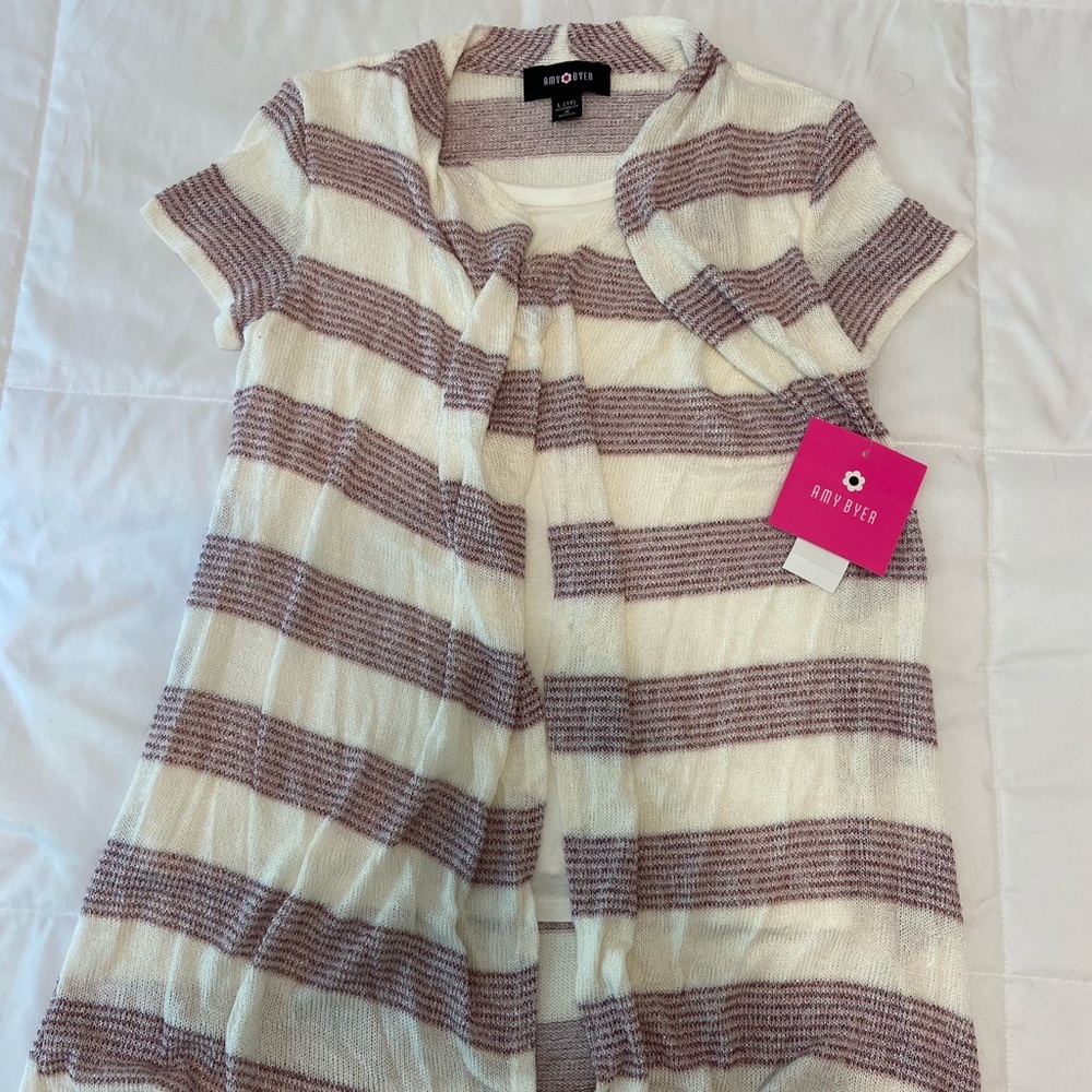 Amy Byer Sweater and White Short Sleeve Top